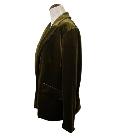 Sandwich Olive Green Velvet Blazer 42 Festive One Button Preppy Suit Jacket Chic - Picture 4 of 9